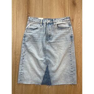 Blank NYC Two-Tone Chevron Panel Denim Skirt, Size 25